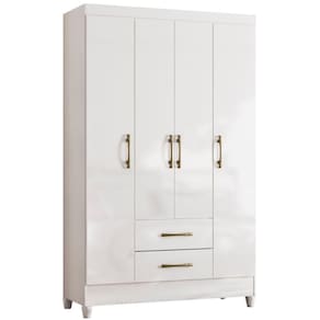 Guarda Roupa Solteiro Paraty 4 Portas Branco Moval