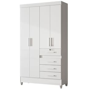 Guarda Roupa Solteiro Sobral 4 Portas Branco Moval