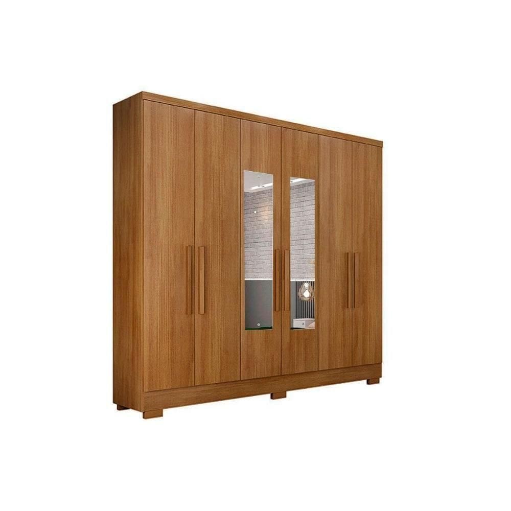 Guarda Roupa 6 Portas (2 C- Espelho) E 2 Gavetas C- Pés Milly-veneza Cumaru - Horizonte