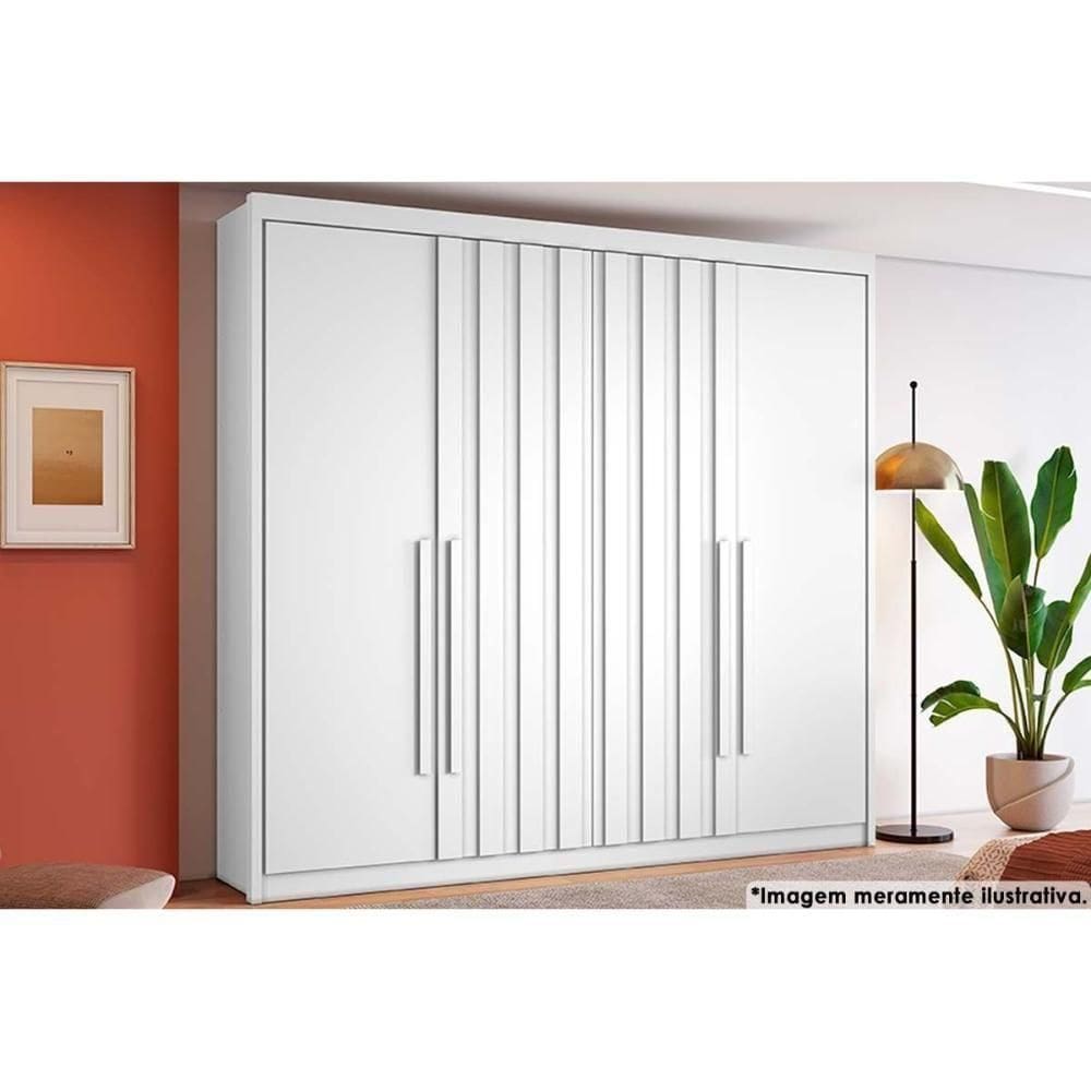 Guarda Roupa 4 Portas (2 Ripadas) E 4 Gavetas Grécia Branco - Conquista