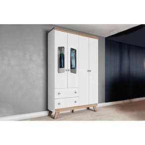 Guarda Roupa 4 Portas Confete C- E 2 Gavetas Branco-jequitiba - Henn