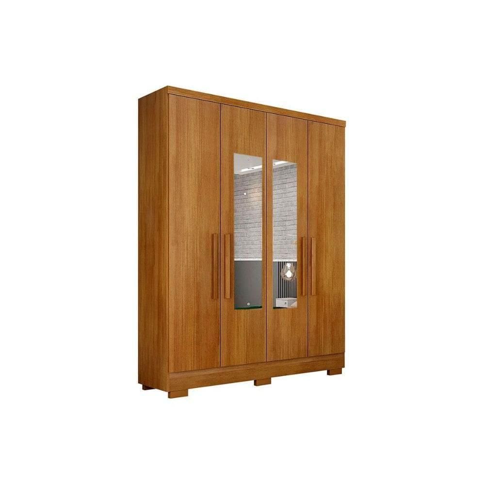 Guarda Roupa 4 Portas (2 C- Espelho) E 2 Gavetas C- Pés Milly-veneza Cumaru - Horizonte