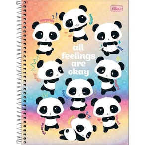 Caderno Universitário Lovely Friend Tilibra Capa Dura Espiral - 1 Matéria 80 Folhas All Feelings Are Okay