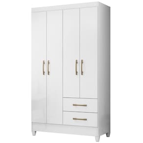 Guarda Roupa Solteiro Chile 4 Portas Branco Moval