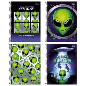Caderno Universitário Orbit Aliens Tilibra Capa Dura Espiral - 10m 160 Folhas Allergic To Humans