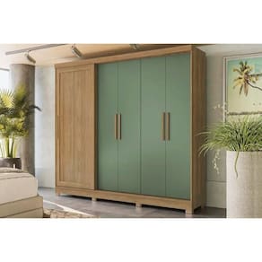 Guarda Roupa 5 Portas E 4 Gavetas C- Pés Cb03n564 Nogueira-verde - Kappesberg