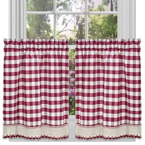 Painel de cortina Sweet Home Collection Buffalo Check 36 cm Burgundy