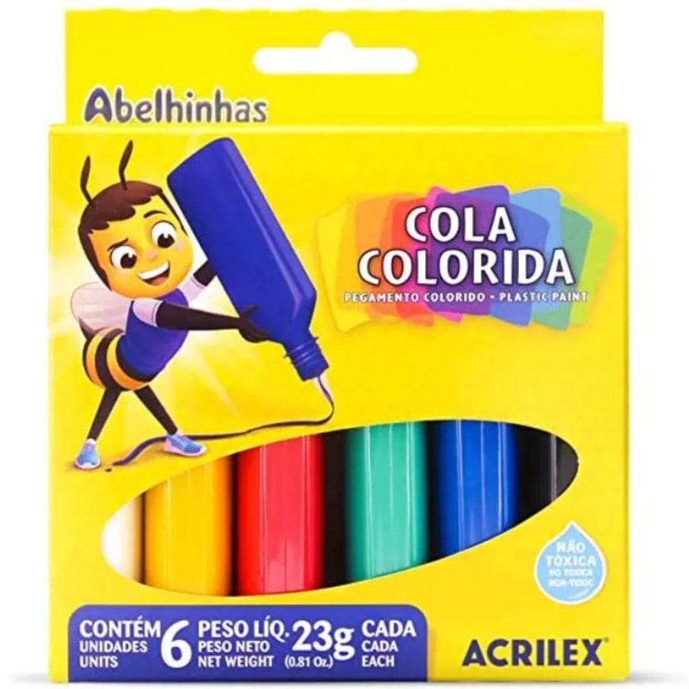 Cola Colorida Acrilex 6 Cores - 23g Cd