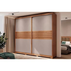 Guarda Roupas 2 Portas De Correr E 4 Gavetas Magnum 1175 Freijo Ou Freijo C- Avela - Carraro