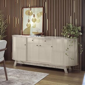 Buffet 4 Portas 2 Gavetas Mônaco Calacata Off White