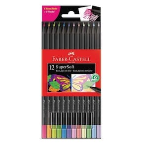 Lápis De Cor Supersoft Pastel + Neon Faber Castell 12 Cores
