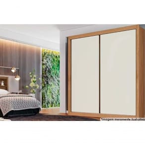 Guarda Roupa Casal 2 Portas De Correr E 4 Gavetas Zurique Amêndoa-off White - Europa