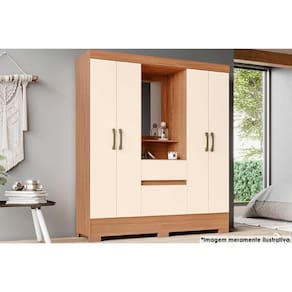 Guarda Roupa 4 Portas 6 Portas E 2 Gavetas C- Pés Briz Bs07 Nature-off White - Henn