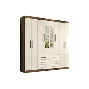 Guarda Roupa 8 Portas (2 C- Espelho) E 6 Gavetas C- Pés Liverpool Jatobá-areia - Santos Andirá