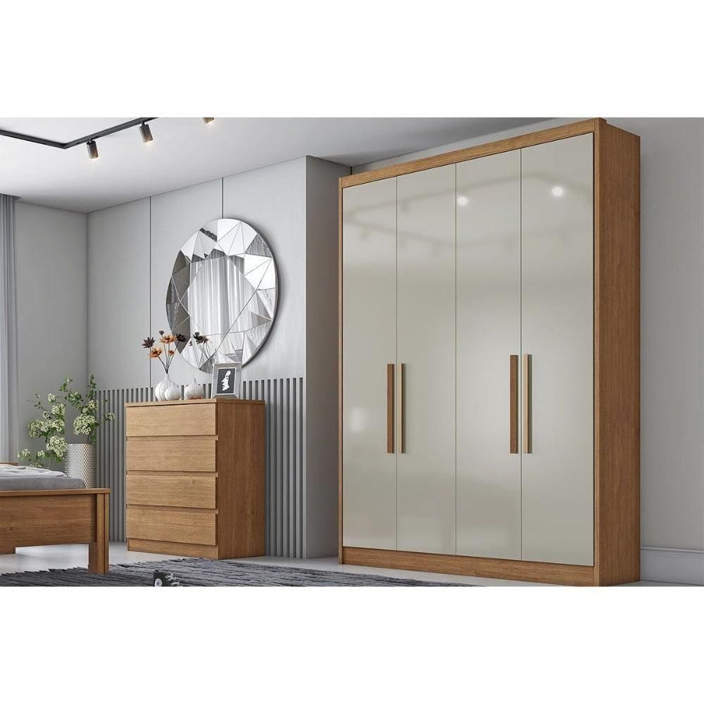 Guarda Roupa 4 Portas E 3 Gavetas Moderni-sevilha Plus Cumaru-fendi - Horizonte