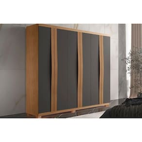 Guarda Roupa 6 Portas E 2 Gavetas C- Pés Grécia Naturalle Grafite - Rufato