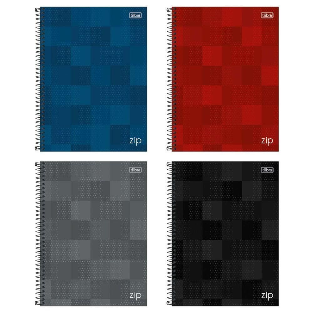 Kit C- 4 Caderno Universitário Zip Tilibra Capa Dura Espiral - 10m 160fls