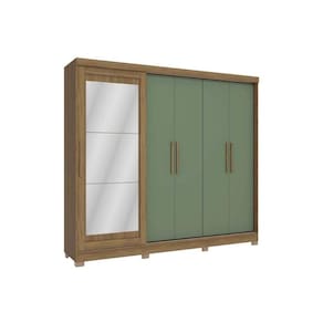 Guarda Roupa 5 Portas (1 C- Espelho) E 4 Gavetas C- Pés Cb01n564 Nogueira-verde - Kappesberg