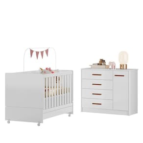 Jogo de Quarto Infantil Pérola Cômoda e Berço - Peternella Móveis