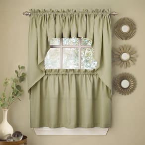 Conjunto de cortinas de cozinha Sweet Home Collection Ribcord Sage