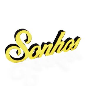 Palavra Sonhos Em Mdf Decoryou - Ref 130 Ouro Espelhado