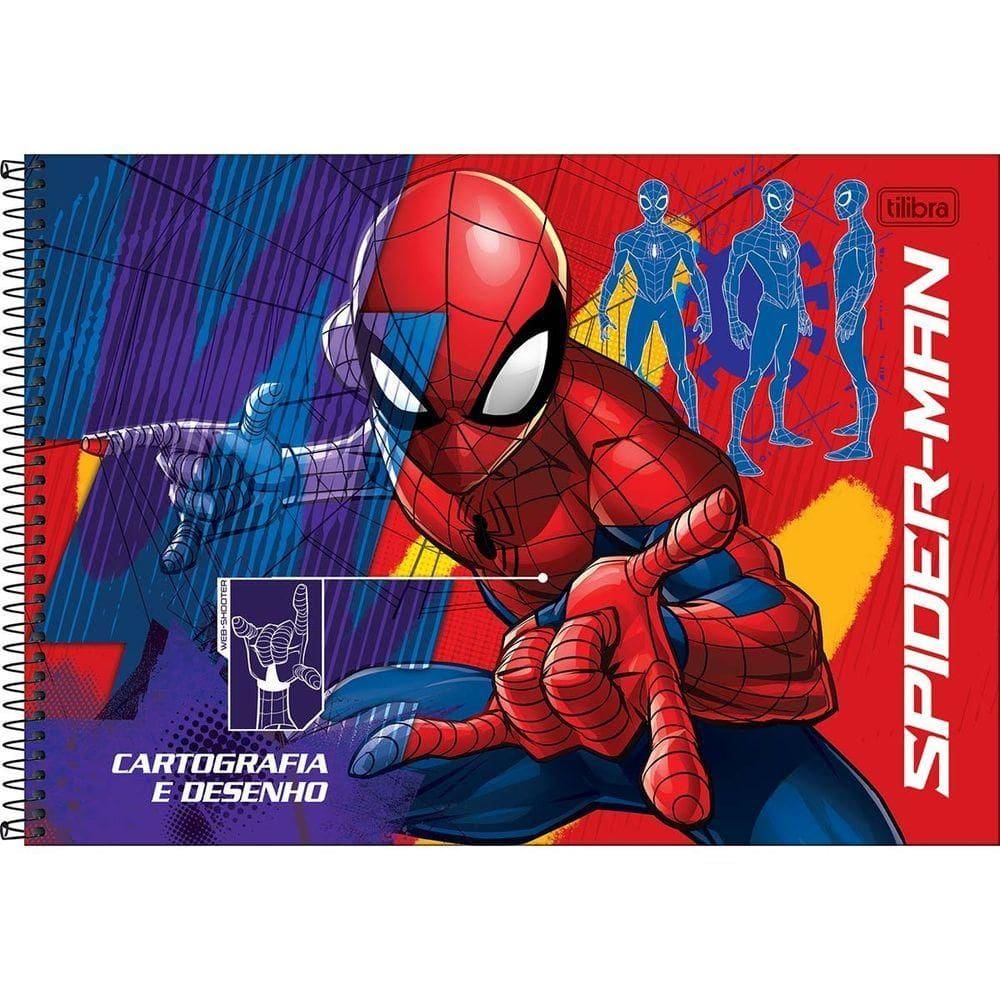 Caderno De Desenho Homem Aranha Tilibra - 80 Folhas Fundo Azul E Vermelho