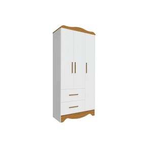 Guarda Roupa 3 Portas Clara C- Lisa E 2 Gavetas Branco-amendoa - Peroba