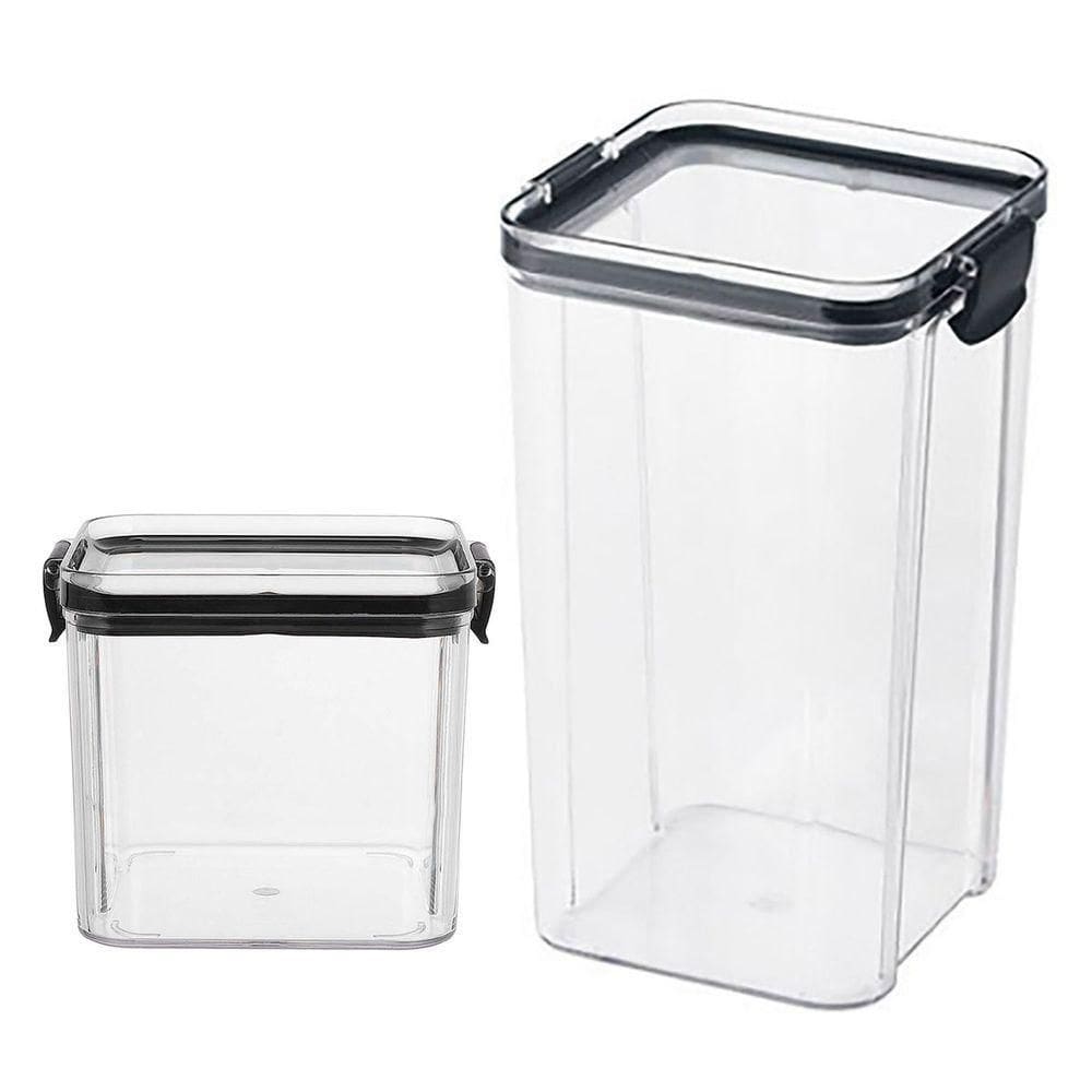 Pote Hermetico Conserva Tampa Com Trava Kit 2 Unidades Acrilico Transparente Alimento Mantimento