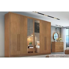 Guarda Roupa Casal 6 Portas E 4 Gavetas C- Espelho Robust-livorno Cumaru - Horizonte