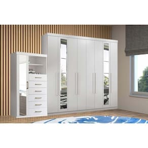 Guarda Roupa 2 Peças (1guardaroupa+1cômoda) Qc143 Branco - Santos Andirá