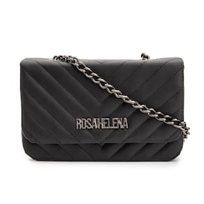 Bolsa Clutch Pequena Em Matelassê Com Alça De Corrente Preto
