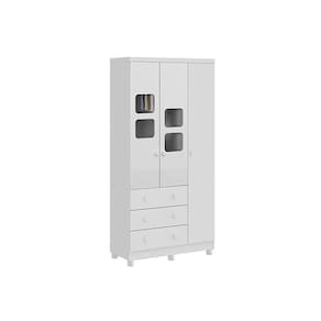 Guarda Roupa 3 Portas Uli C- E 3 Gavetas Branco - Peroba
