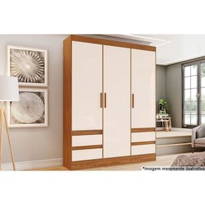 Guarda Roupa Casal 3 Portas E 4 Gavetas Briz Lema B55 Nature-off White - Henn