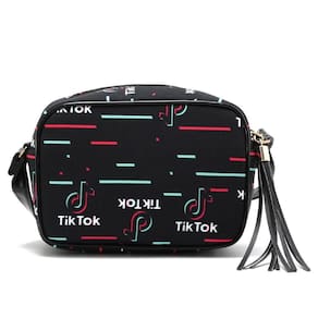 Bolsa Feminina Transversal De Lado Notas Musicais Preto