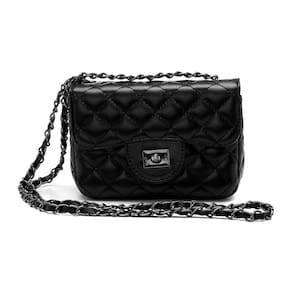 Bolsa Pequena Transversal Com Alça Em Corrente Preto