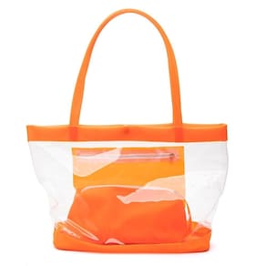 Bolsa Praia Transparente Com Necessaire Laranja
