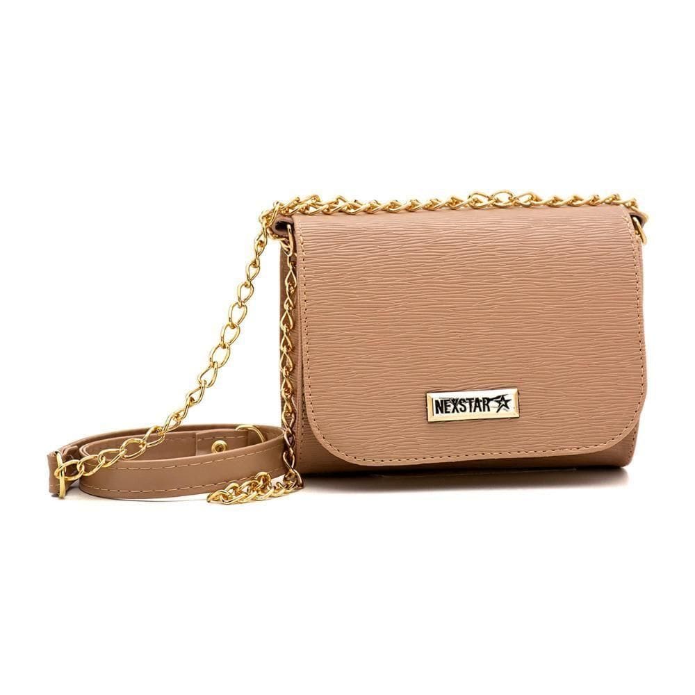 Bolsa Feminina De Lado Com Alça Em Corrente Nude