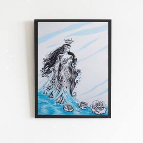 Quadro Umbanda Figura Iemanjá 45X34Cm Preta