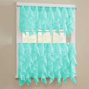 Conjunto de cortinas de cozinha Sweet Home Collection 3 peças Sheer Sea