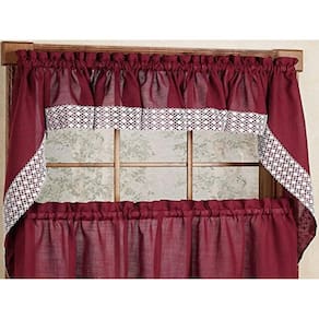 Par de cortinas de cozinha Sweet Home Collection Salem Burgundy