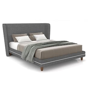 Cama Casal 140cm Com Cabeceira Many P02 Linho Cinza - Mpozenato