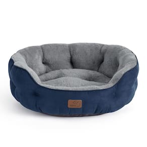 Cama para animais de estimação Bedsure para cães e gatos pequenos, redonda, azul marinho, 50 cm