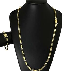 Cordão Tijolinho Alongado 5Mm - Banhado A Ouro 18K