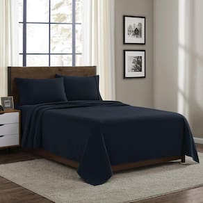 Lençóis de flanela Sweet Home Collection em tamanho real azul marinho