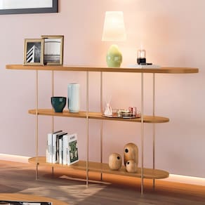 Aparador de Sala com Prateleiras Pé Metal Infinity Cinamomo - HB Móveis