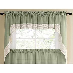 Par de cortinas de cozinha Sweet Home Collection Salem Sage