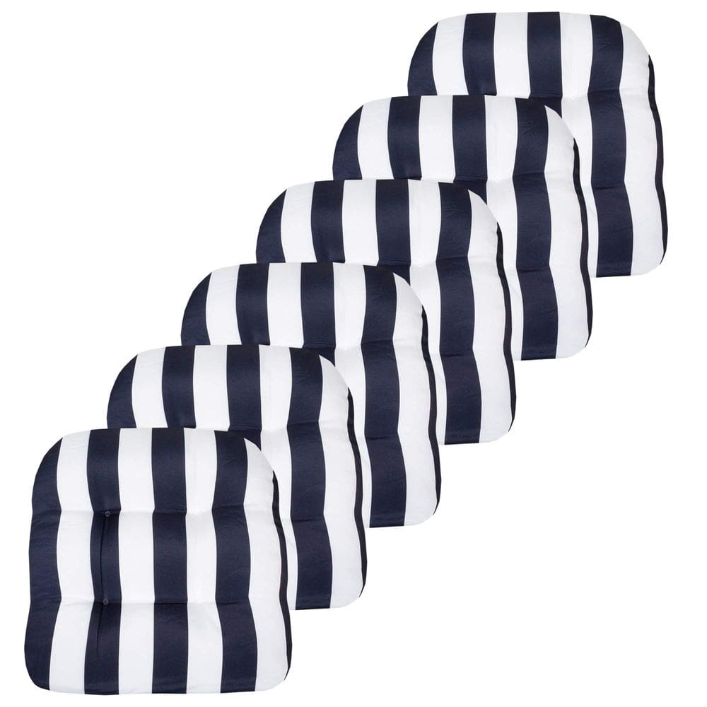 Almofadas de cadeira de pátio Sweet Home Collection Havana Navy/White x6