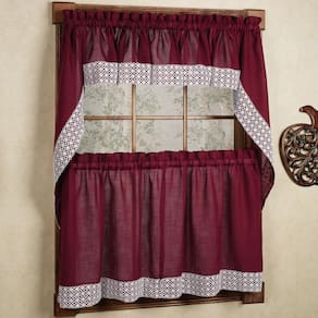Conjunto de cortinas de cozinha Sweet Home Collection Salem Burgundy