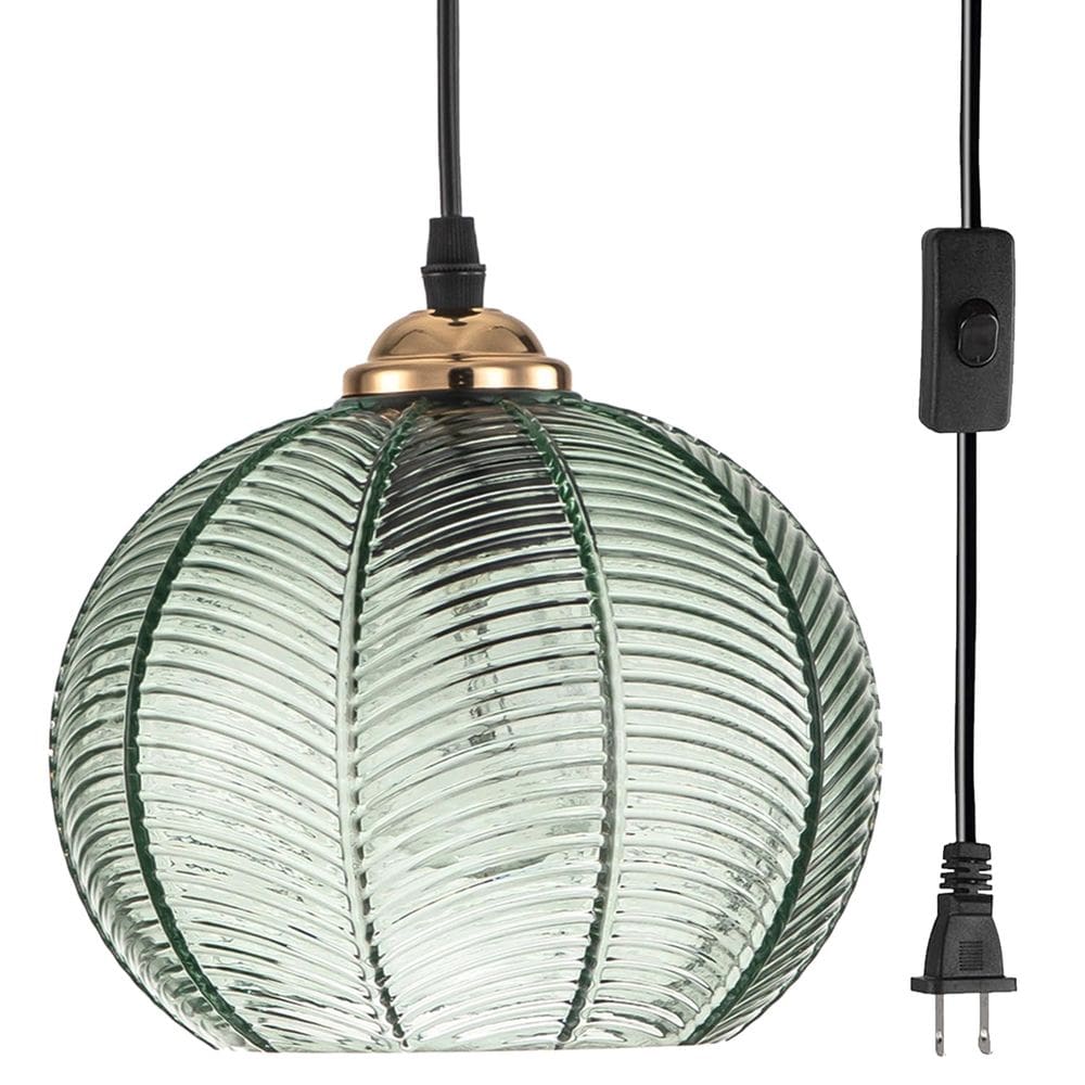 Conecte a luz pendente AOODU Green Glass, cabo suspenso de 4,5 m