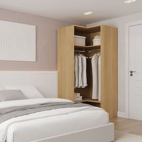 Guarda-roupa de Canto Reto Modular 95cm sem Portas com Cabideiros Jade Cabecasa Madeiramadeira Avelã
